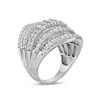Thumbnail Image 3 of 3 CT. T.W. Baguette and Round Diamond Multi-Row Ring in 10K White Gold