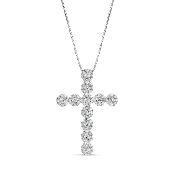 1 CT. T.w. Diamond Cross Pendant in 10K White Gold