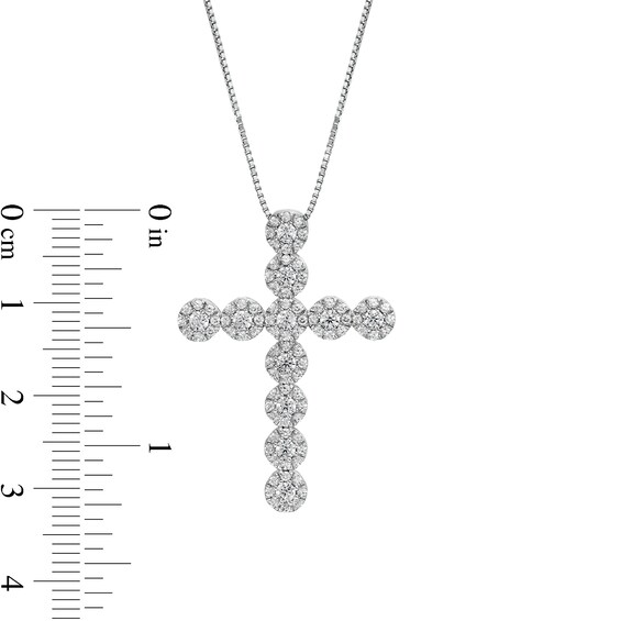 1 CT. T.w. Diamond Cross Pendant in 10K White Gold