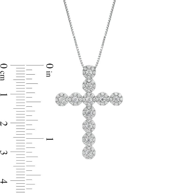 Main Image 3 of 1 CT. T.W. Diamond Cross Pendant in 10K White Gold