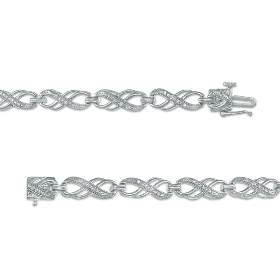1/4 CT. T.w. Diamond Double Infinity Loop Bracelet in Sterling Silver – 7.25"