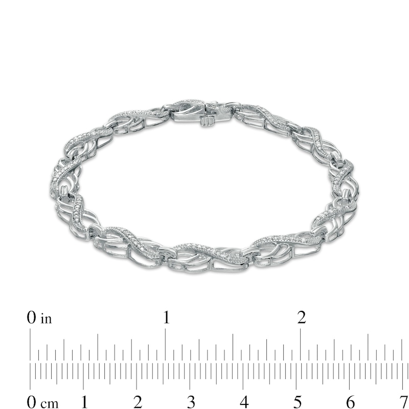Main Image 4 of 1/4 CT. T.W. Diamond Double Infinity Loop Bracelet in Sterling Silver – 7.25"