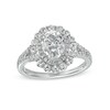 Thumbnail Image 1 of Oval White Lab-Created Sapphire Double Frame Split Shank Ring in Sterling Silver