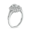 Thumbnail Image 3 of Oval White Lab-Created Sapphire Double Frame Split Shank Ring in Sterling Silver