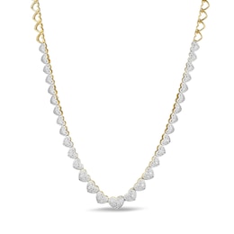 1/10 CT. T.W. Composite Diamond Hearts Tennis-Style Necklace in Sterling Silver with 18K Gold Plate - 16&quot;