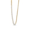 1/10 CT. T.W. Composite Diamond Hearts Tennis-Style Necklace in Sterling Silver with 18K Gold Plate - 16"