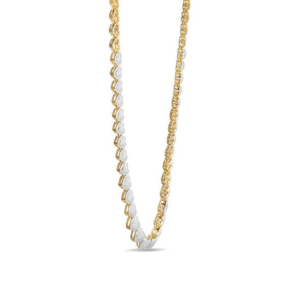 1/10 CT. T.w. Diamond Hearts Necklace in Sterling Silver with 18K Gold Plate - 16"