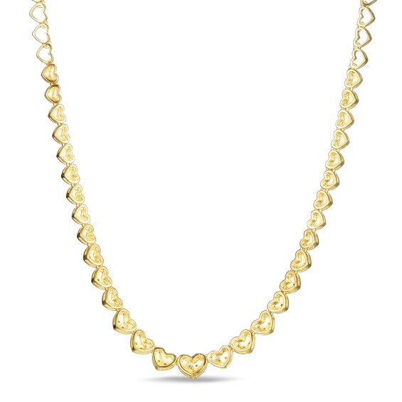 1/10 CT. T.w. Diamond Hearts Necklace in Sterling Silver with 18K Gold Plate - 16"