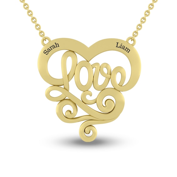 Engravable Open Scrollwork "Love" Necklace (2 Lines)