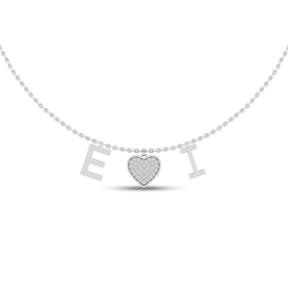 Diamond Heart Initials Necklace (2 Initials)