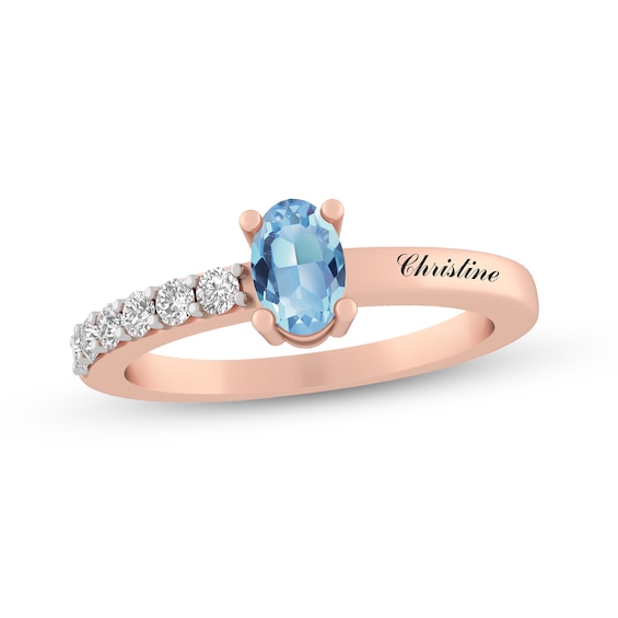 Oval Gemstone and Lab-Created White Sapphire Engravable Ring (1 Stone and Line)