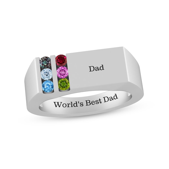 Gemstone Family Ring (1-6 Stones and 3 Lines)