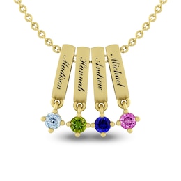 Gemstone Engravable Family Necklace (2-4 Stones and Lines)