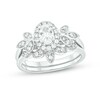 Thumbnail Image 1 of 3/4 CT. T.W. Oval Diamond Frame Tri-Sides Leaf Bridal Set in 14K White Gold (I/I2)