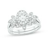 Thumbnail Image 0 of 3/4 CT. T.W. Oval Diamond Frame Tri-Sides Leaf Bridal Set in 14K White Gold (I/I2)