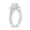 Thumbnail Image 2 of 3/4 CT. T.W. Oval Diamond Frame Tri-Sides Leaf Bridal Set in 14K White Gold (I/I2)