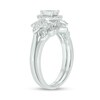 Thumbnail Image 1 of 3/4 CT. T.W. Oval Diamond Frame Tri-Sides Leaf Bridal Set in 14K White Gold (I/I2)