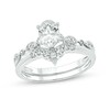 Thumbnail Image 1 of 3/4 CT. T.W. Oval Diamond Contour Vintage-Style Bridal Set in 14K White Gold (I/I2)