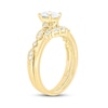 Thumbnail Image 2 of 3/4 CT. T.W. Oval Diamond Contour Vintage-Style Bridal Set in 14K Gold (I/I2)
