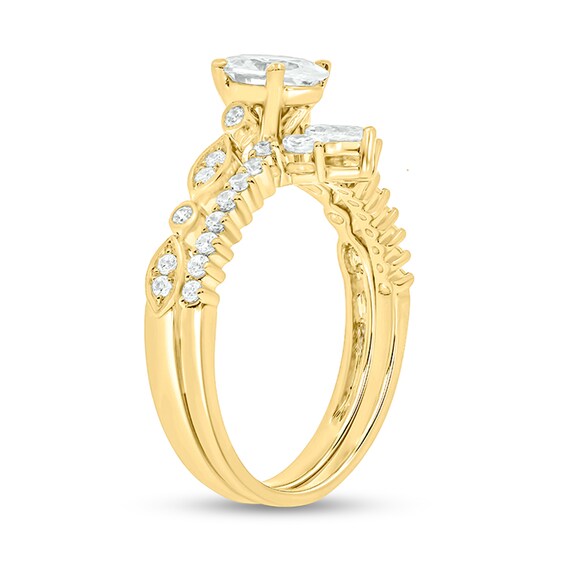 1 CT. T.w. Oval Diamond Art Deco Bridal Set in 14K Gold (I/I2)