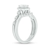 Thumbnail Image 2 of 3/4 CT. T.W. Oval Diamond Frame Vintage-Style Bridal Set in 14K White Gold (I/I2)