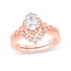 Thumbnail Image 1 of 3/4 CT. T.W. Oval Diamond Frame Vintage-Style Bridal Set in 14K Rose Gold (I/I2)