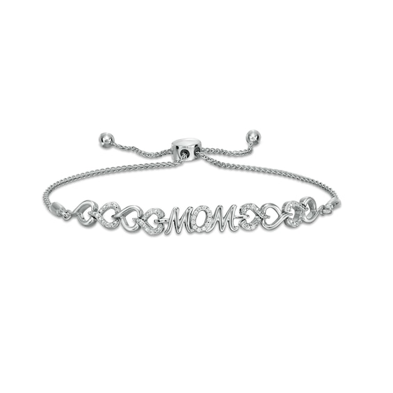 1/15 CT. T.w. Diamond Mom Heart Bolo Bracelet in Sterling Silver â 9.5"