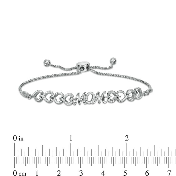 1/15 CT. T.w. Diamond Mom Heart Bolo Bracelet in Sterling Silver â 9.5"