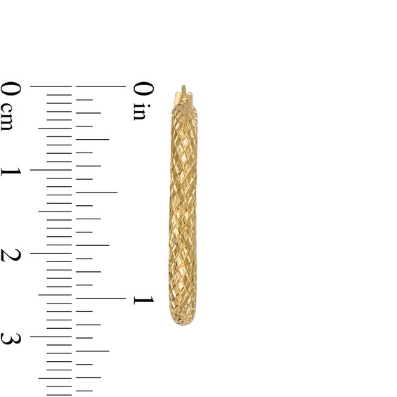 30.0mm Diamond-Cut Tube Hoop Earrings in 10K Gold