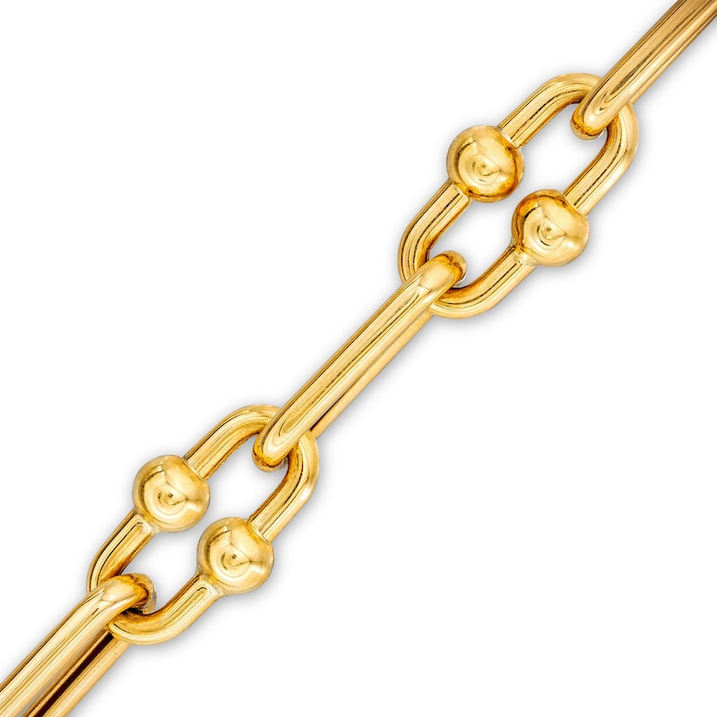 Main Image 1 of 10.4mm Oval Link Chain Bracelet in Hollow 10K Gold - 7.5"