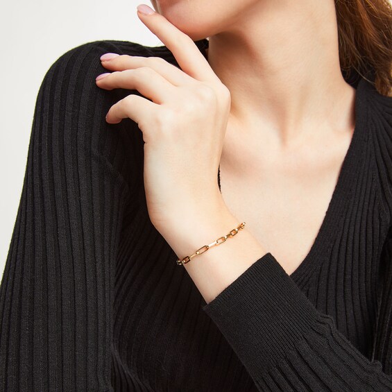 4.0mm Paper Clip Link Chain Bracelet in Hollow 10K Gold - 7.5"