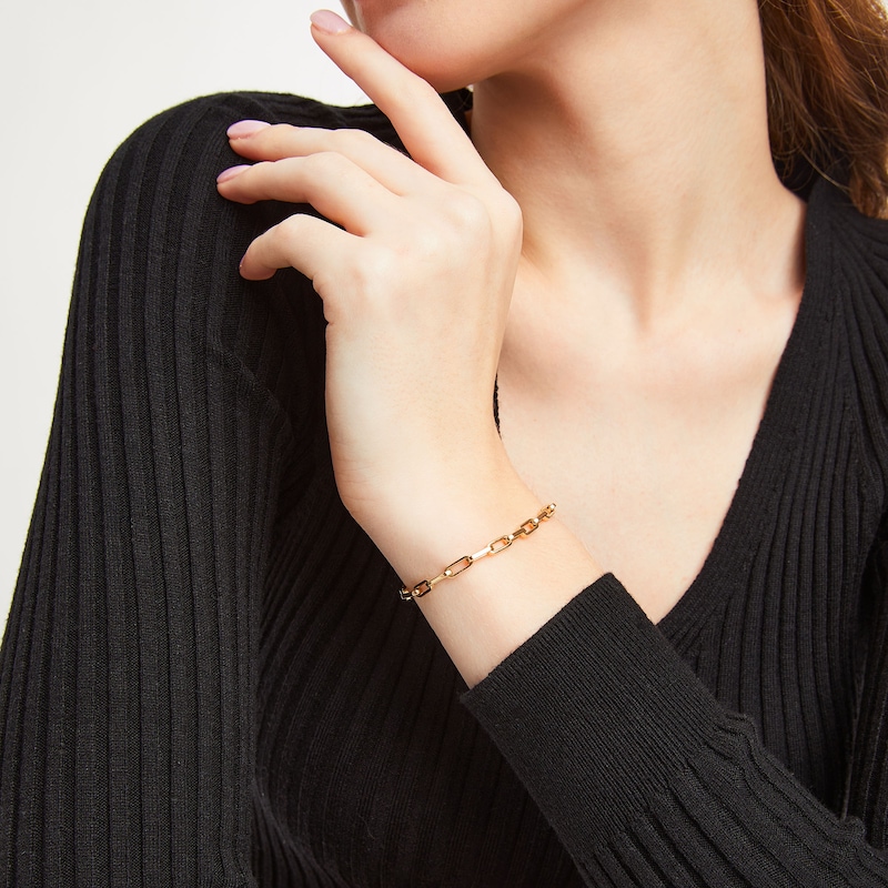 Main Image 2 of 4.0mm Paper Clip Link Chain Bracelet in Hollow 10K Gold - 7.5"