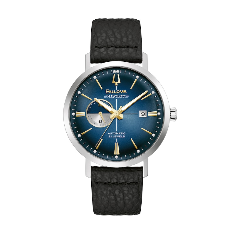Main Image 1 of Men's Bulova Aerojet Automatic Strap Watch with Blue Dial (Model: 96B374)