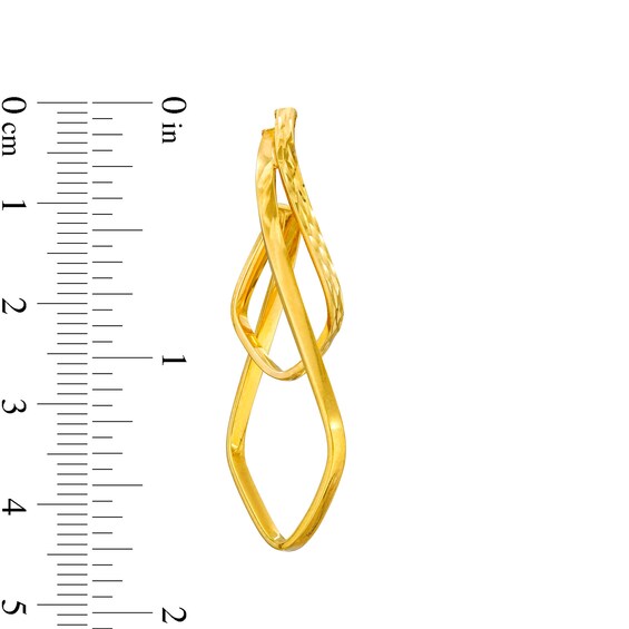 Swirling Layered Double Pendulum Hoop Earrings in 10K Gold