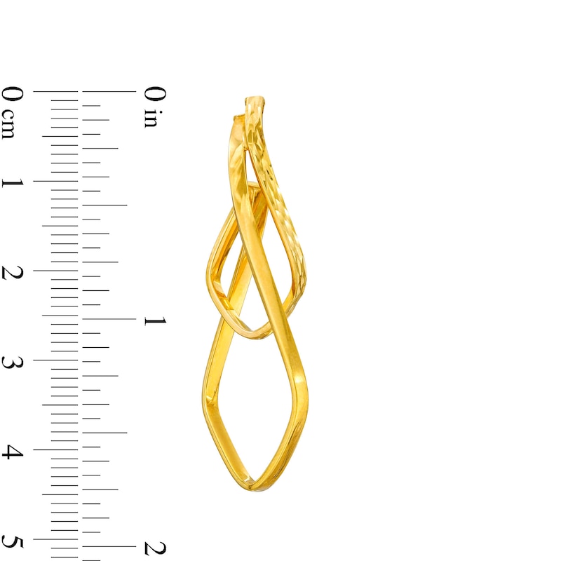 Main Image 3 of Swirling Layered Double Pendulum Hoop Earrings in 10K Gold