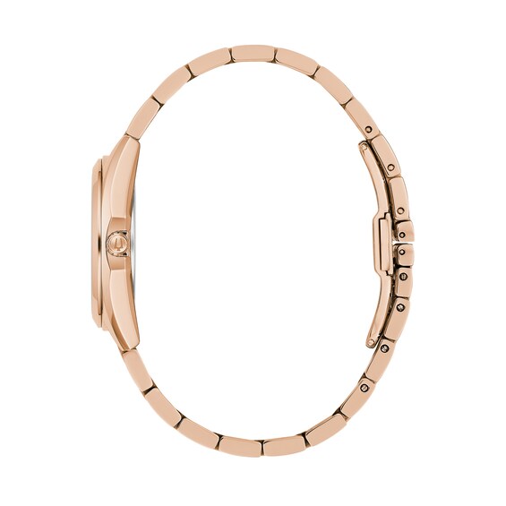 Ladies' Bulova Surveyor Diamond Accent Rose-Tone Watch with Grey Dial (Model: 97P156)