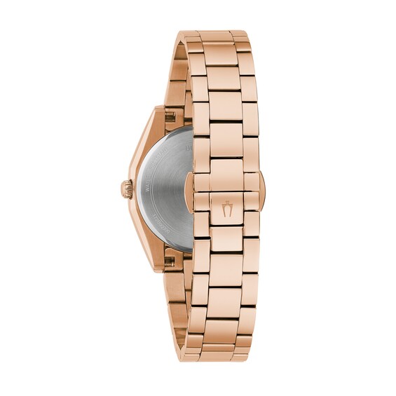 Ladies' Bulova Surveyor Diamond Accent Rose-Tone Watch with Grey Dial (Model: 97P156)