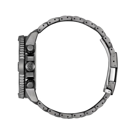 Men's Citizen Eco-DriveÂ® Promaster Navihawk Gunmetal Grey IP Chronograph Watch with Green Dial (Model: At8227-56X)