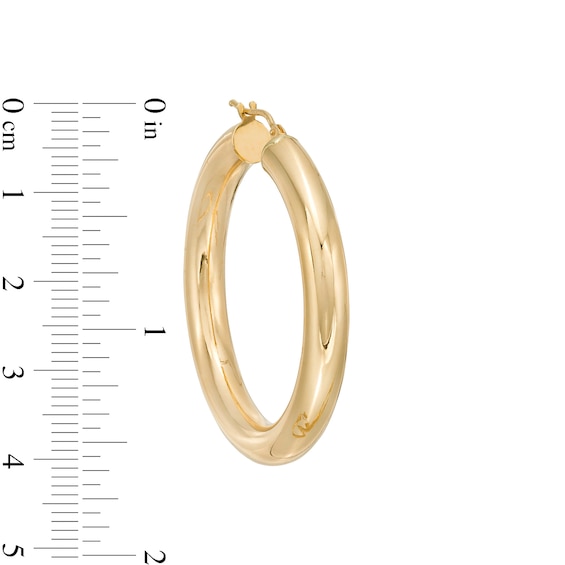 30.0mm Tube Hoop Earrings in 14K Gold