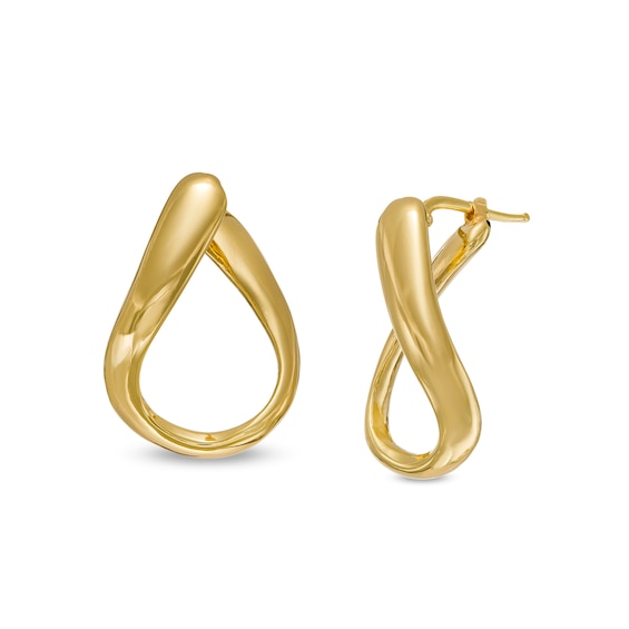 25.0mm Abstract Tube Hoop Earrings in 14K Gold