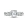 Thumbnail Image 4 of Celebration Ideal 3/4 CT. T.W. Certified Cushion-Cut Diamond Frame Split Shank Engagement Ring in 14K White Gold (I/I1)