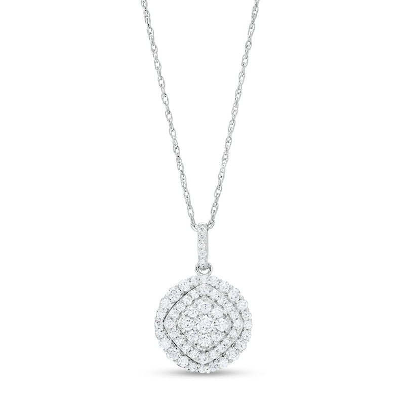 Main Image 1 of 1 CT. T.W. Multi-Diamond Double Frame Pendant in 10K White Gold