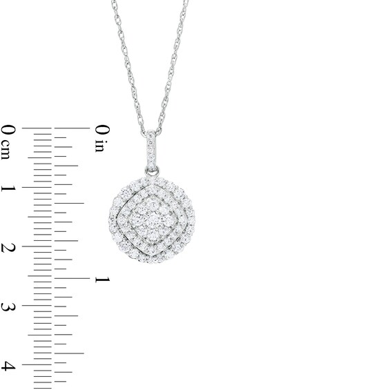 1 CT. T.w. Multi-Diamond Double Frame Pendant in 10K White Gold