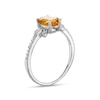 Thumbnail Image 2 of Oval Citrine and 1/10 CT. T.W. Diamond Leaf-Sides Floral Ring in 10K White Gold