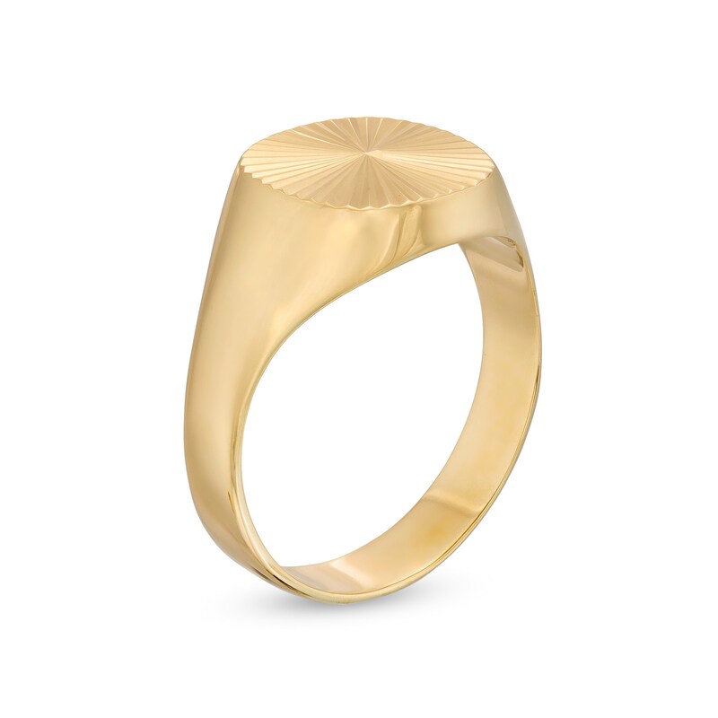 Main Image 2 of Diamond-Cut Sunburst Signet Ring in 10K Gold
