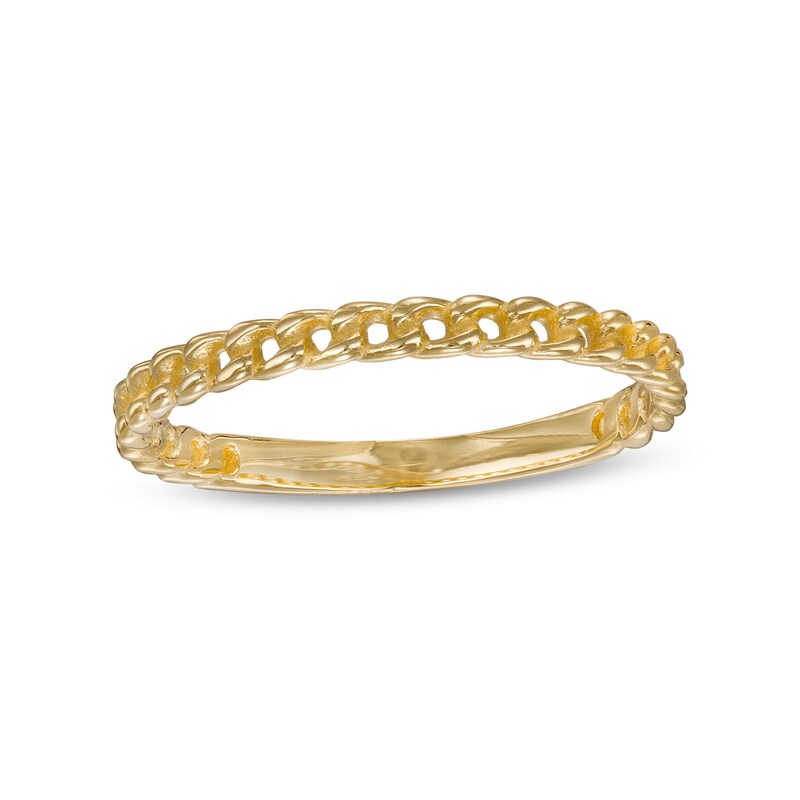 Main Image 1 of Beaded Curb Chain Link Stackable Band in 10K Gold