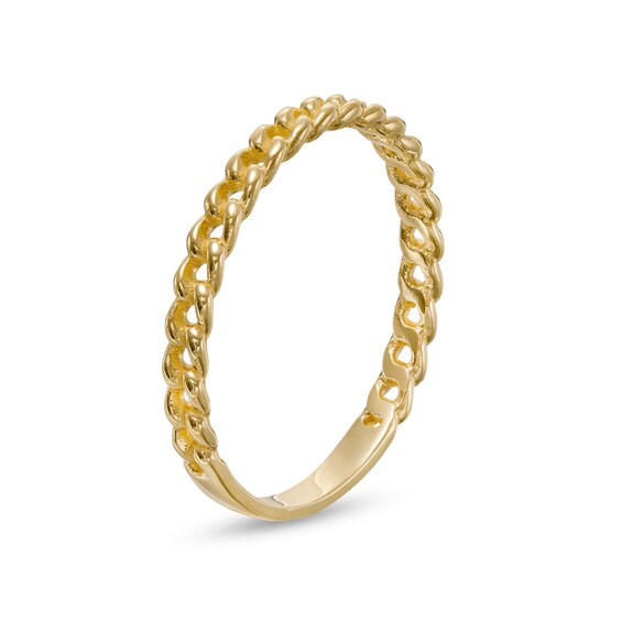 Beaded Curb Chain Link Stackable Band in 10K Gold