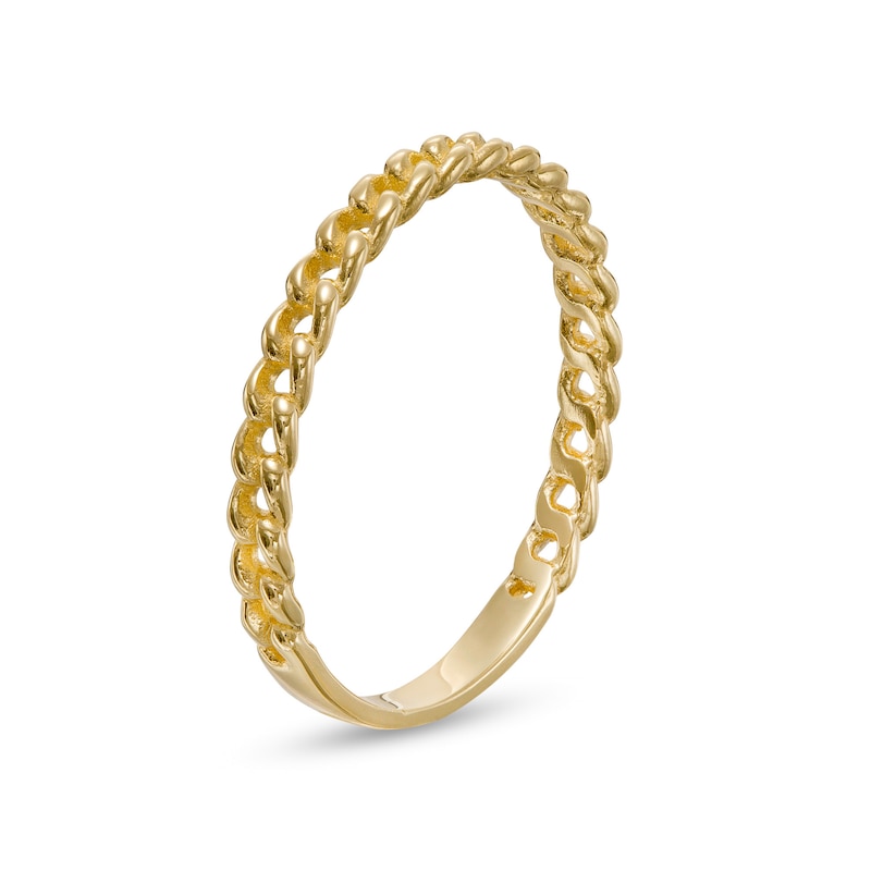 Main Image 3 of Beaded Curb Chain Link Stackable Band in 10K Gold