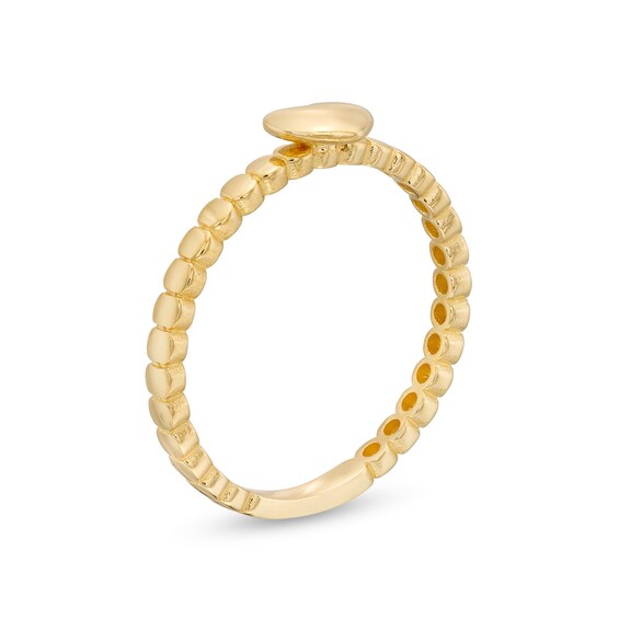 Mini Puff Heart Bead Shank Stackable Band in 10K Gold