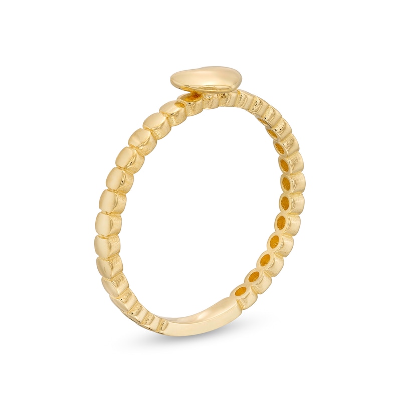 Main Image 2 of Mini Puff Heart Bead Shank Stackable Band in 10K Gold